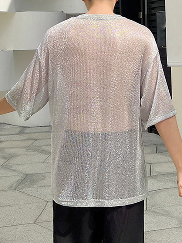 Mens Glitter Mesh See Through T-Shirt SKUK19635