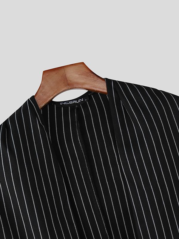 Men's Stripe Cropped Long Sleeve Blazer SKUL46407