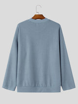 Men's Clean Fit Urban Casual Corduroy Ribbed Drop Shoulder Wide Cuff Long Sleeve Sweater SKUL81063