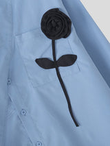 Men's 3D Floral Decor Long Sleeve Shirt SKUL42379