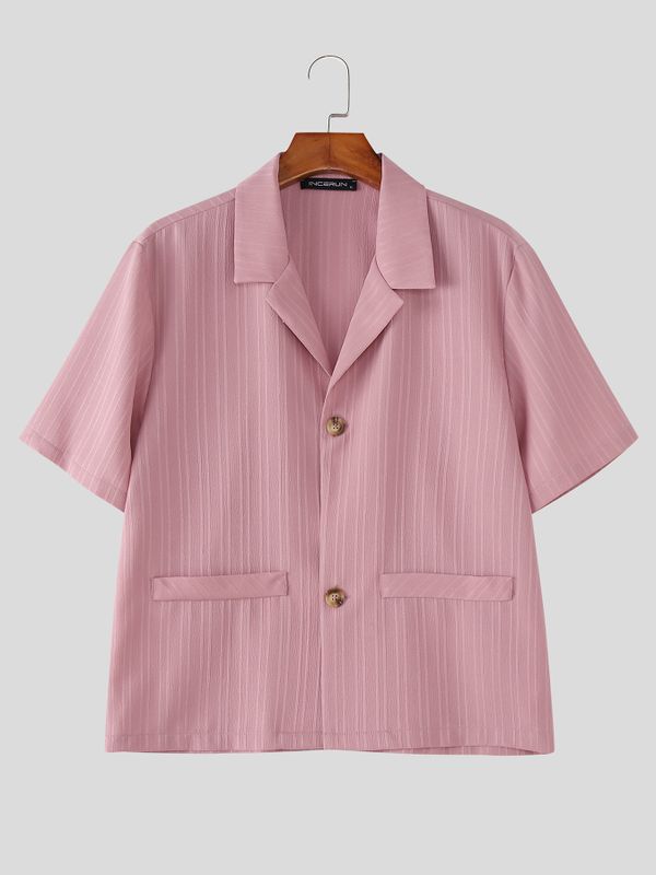 Men's Solid Color Textured Casual Short Sleeve Blazer SKUL54443