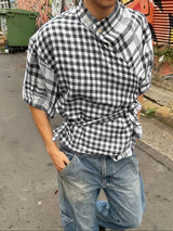 Men's Plaid Waist-Fitted Short Sleeve Shirt SKUL46080