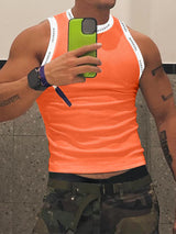 Mens Letter Print Patchwork Knit Tank SKUL02173