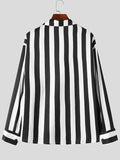 Mens Striped High Low Hem Long Sleeve Shirt SKUK52996