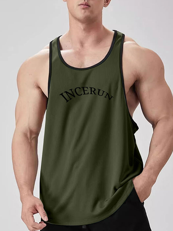 Mens Letter Print Colorblock Tank SKUK99996