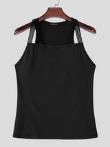 Men's Clean Fit Collarless Deep-V Snap Button Tank SKUL74871