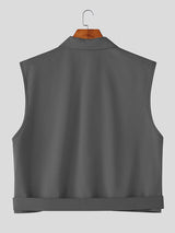 Men's Solid Color Cropped Sleeveless Shirt SKUL24192