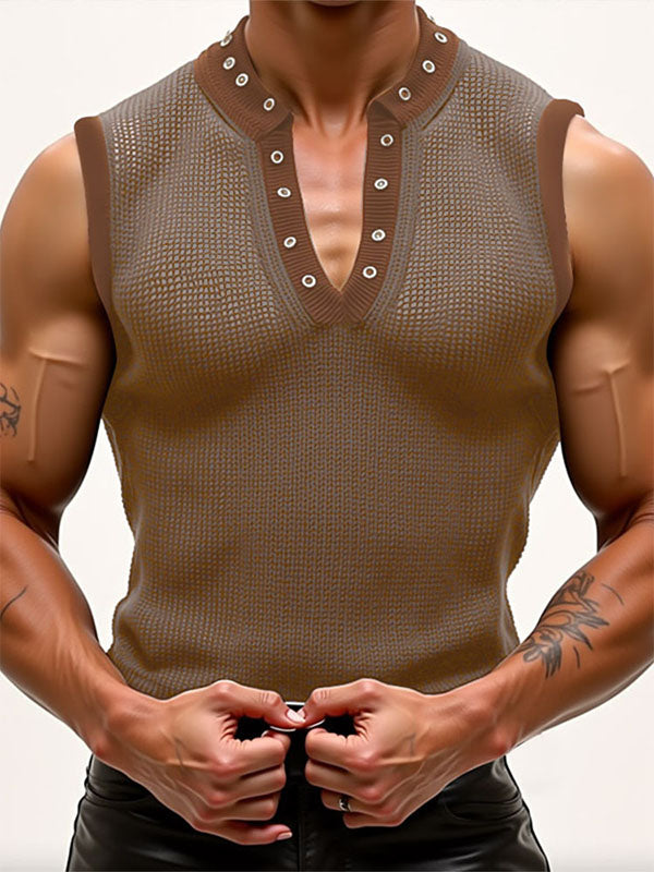 Mens Sheer Mesh Hollow-Out Casual Tank SKUL10588