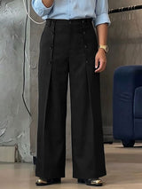 Men's Vintage Double-Breasted Button High-Waist Wide-Leg Pant SKUL72572