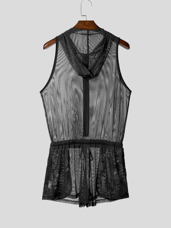 Men's Solid Sheer Mesh Bodysuit SKUL19021
