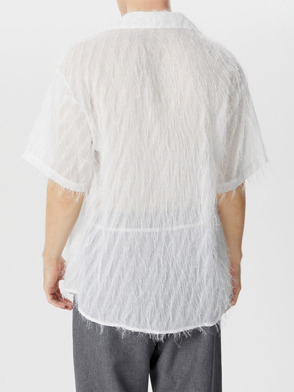 Mens Fringe See Through Short Sleeve Shirt SKUK60779