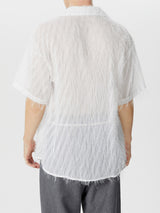 Mens Fringe See Through Short Sleeve Shirt SKUK60779