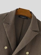 Men's Knit Textured Double Breasted Casual Long Sleeve Jacket SKUL30440