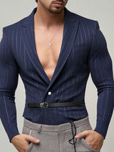 Men's Striped Colorblock Long Sleeve Blazer SKUL27317