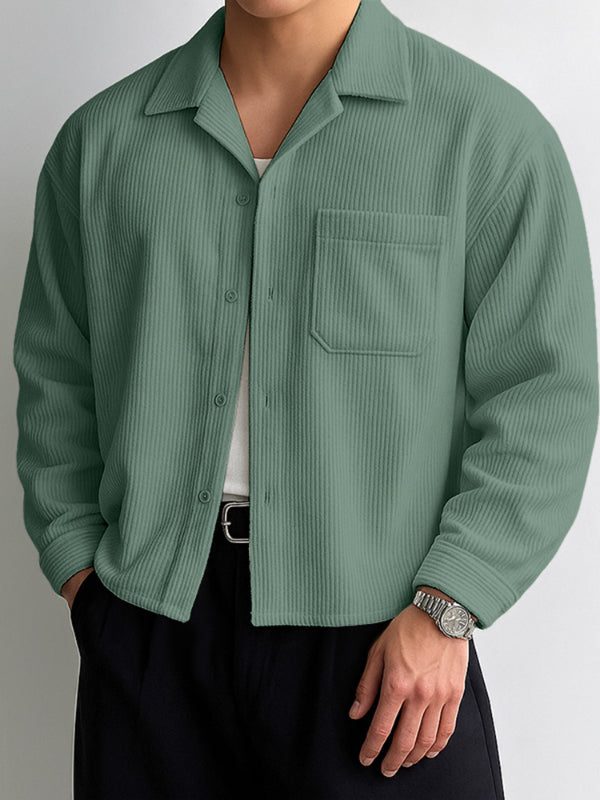 Men's Corduroy Textured Long Sleeve Shirt SKUL27334