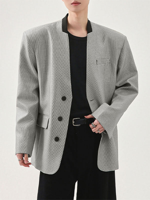 Men's Colorblock Plaid Long Sleeve Blazer SKUL27298