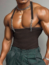 Mens Metal Bar Spliced Striped Tank SKUK92819