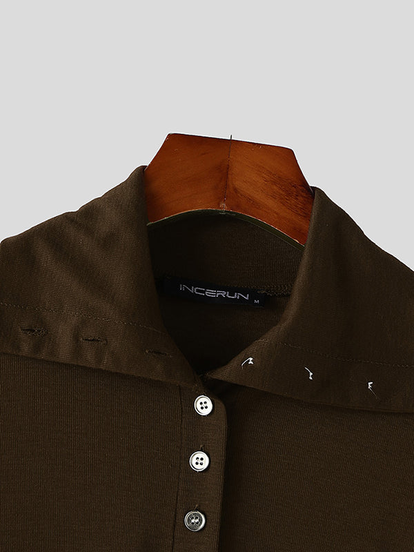 Mens Solid Color Slim Fit Casual Long Sleeve Shirt SKUK99915