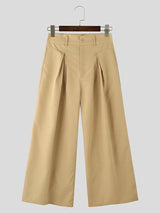 Mens Solid Color Pleated High-Waist Casual Pant SKUK96614