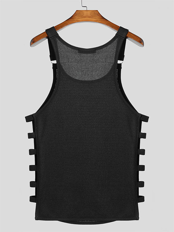 Mens Textured Hollow-Out Sleeveless Tank SKUL05264