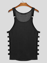 Mens Textured Hollow-Out Sleeveless Tank SKUL05264