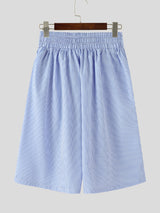 Mens Striped Tie Waist High-Waisted Casual Short SKUL20171