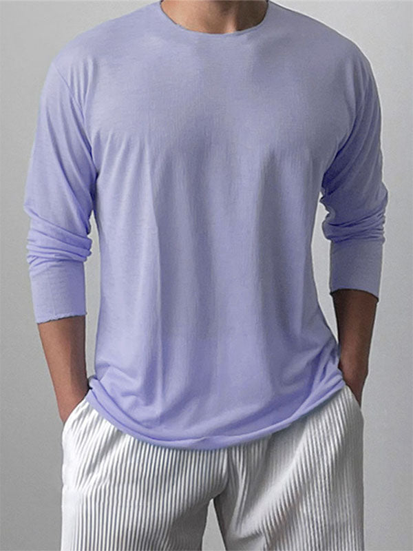 Mens Ruched Textured Long-Sleeve T-Shirt SKUK75390