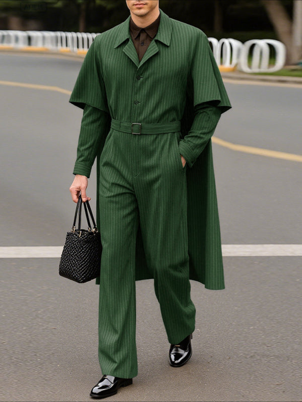 Men's Cape Patchwork Striped Two Pieces Outfit SKUL31937