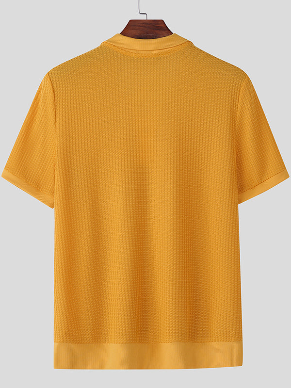 Mens Solid Color Textured Short-Sleeve Shirt SKUL17394