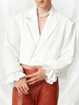 Men's Solid Color Plush Long Sleeve Blazer SKUL46255