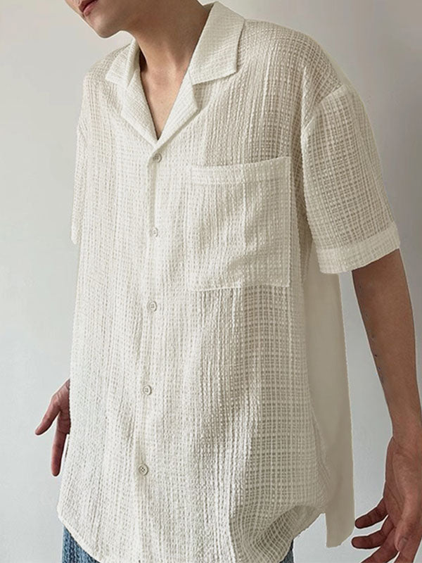 Mens Plaid Textured Short-Sleeve Shirt SKUL15390