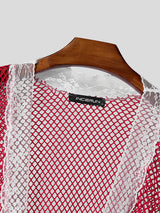 Men's Sheer Mesh Lace Patchwork Bodysuit SKUL22255