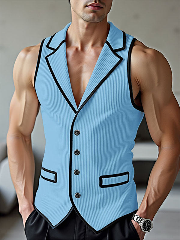 Mens Colorblock Textured Sleeveless Waistcoat SKUL16997