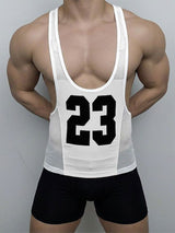 Men's "23" Graphic Deep Scoop Mesh Panel Tank SKUL53030
