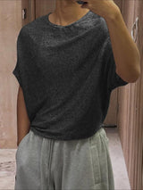 Men's Deconstructed Solid Color Sheer T-shirt SKUL54445