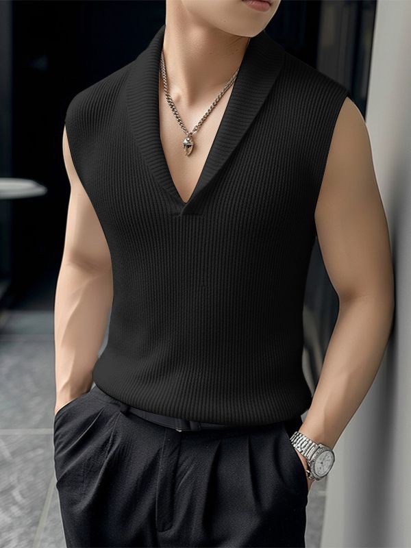 Men's Solid Color Textured Casual Tank SKUL50553