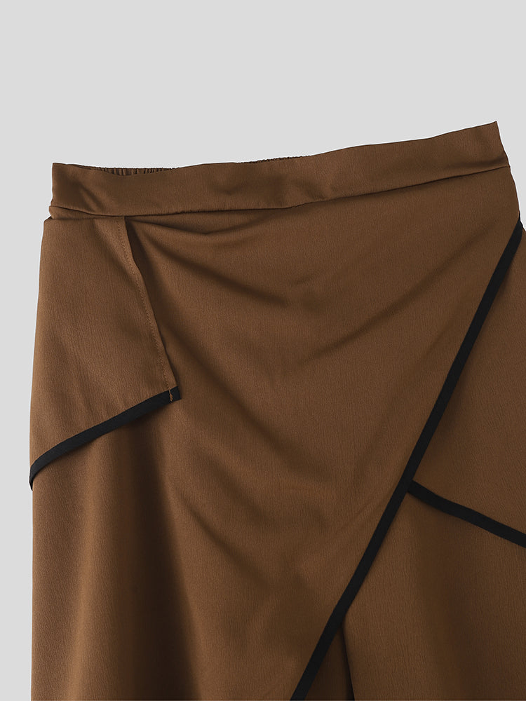 Men's Solid Color Irregular Hem Casual Pant SKUL31522