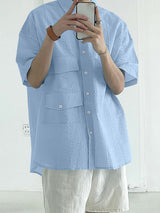 Mens Multi-Pocket Textured Half Sleeve Shirt SKUL07797