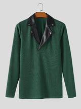 Men's Knit Textured Contrast Collar Long Sleeve Sweater SKUL45341