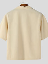 Men's Floral Embroidery Short Sleeve Shirt SKUL38936