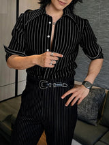 Men's Striped Casual Long Sleeve Shirt SKUL34986