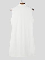 Mens Solid Color Long Hem Zipper Sleeveless Tank SKUL06341