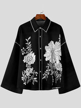 Mens Floral Print Flared Sleeve Shirt SKUL02404