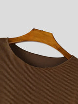 Men's Solid Color Textured Casual Long Sleeve T-Shirt SKUL38540