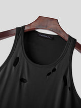Mens Solid Color Cutout Casual Tank SKUL04418