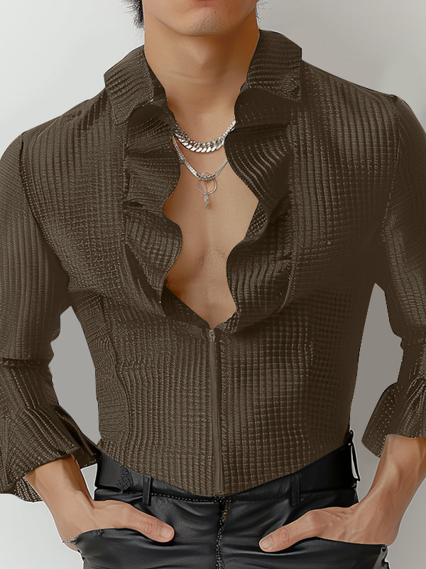 Mens French Textured Long-Sleeve Shirt SKUK74182