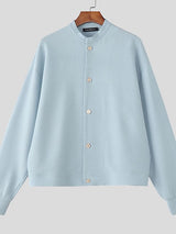 Men's Solid Color Textured Plaid Long Sleeve Jacket SKUL43874