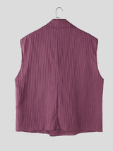 Men's Avant Garde Pleated Crinkle Wrap Lapel Deep V Neck Waistcoat SKUL70468