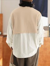 Men's Faux Two-Piece Striped Long Sleeve Shirt SKUL28317