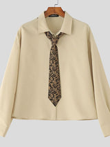 Men's Printed Tie Long Sleeve Shirt SKUL36672